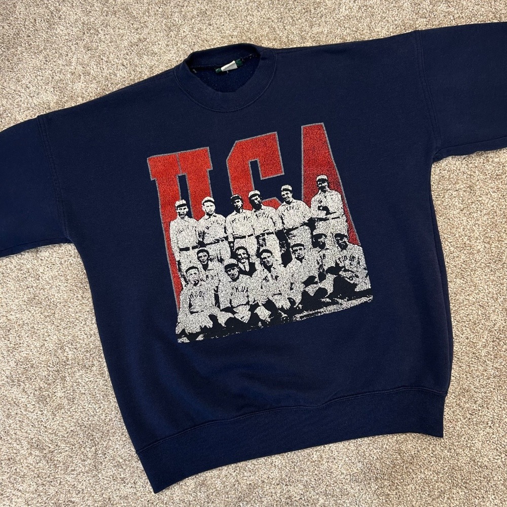Vintage American Eagle Sweatshirt Baseball Team Men Size XL Made In‎ USA 90s